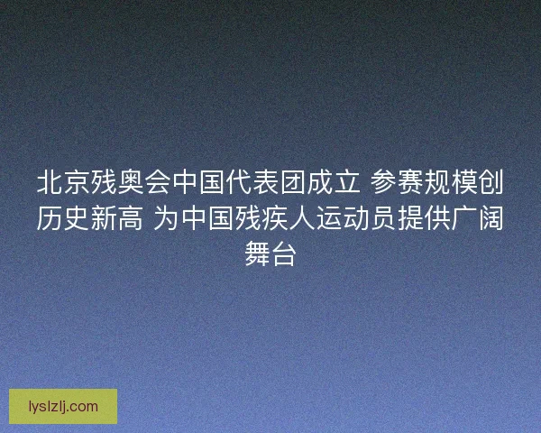 北京残奥会中国代表团成立 参赛规模创历史新高 为中国残疾人运动员提供广阔舞台