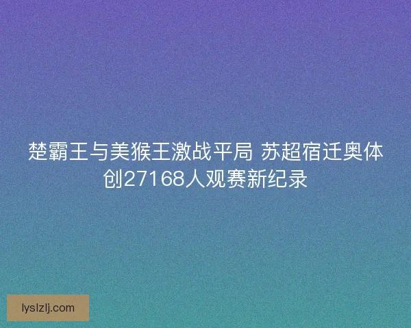 楚霸王与美猴王激战平局 苏超宿迁奥体创27168人观赛新纪录