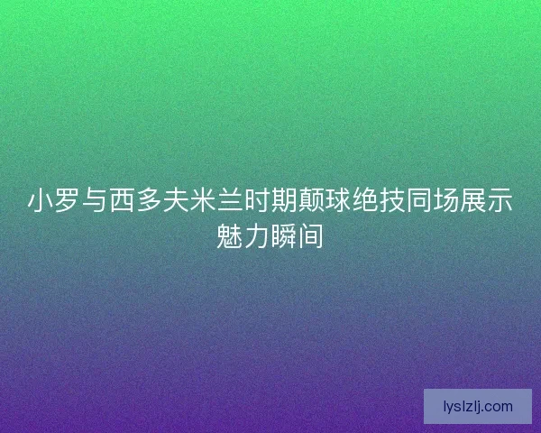 小罗与西多夫米兰时期颠球绝技同场展示魅力瞬间